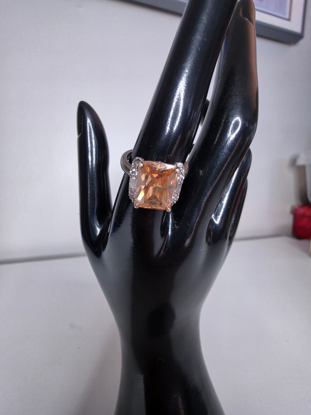 3.06ct Cushion Cut Brazilian Golden Citrine & .30ctw White Zircon 925 Ring